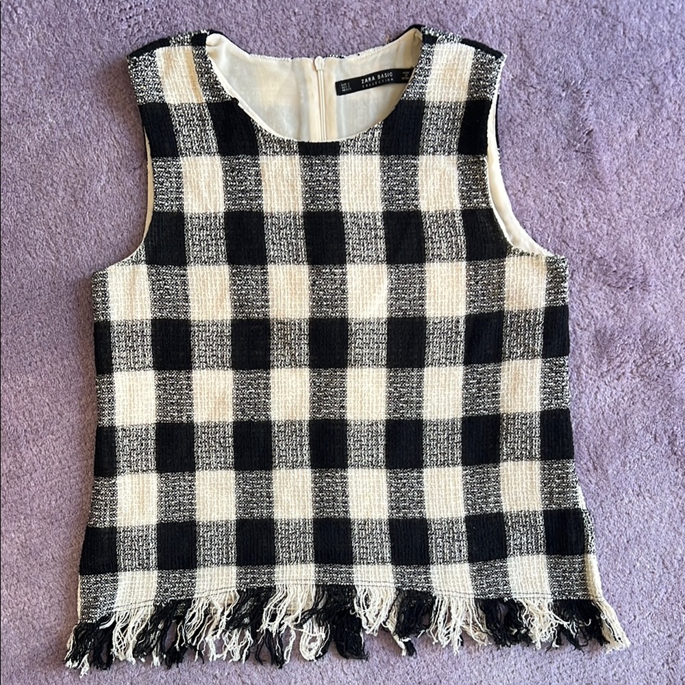 Zara Black and White Checkered Tank Top